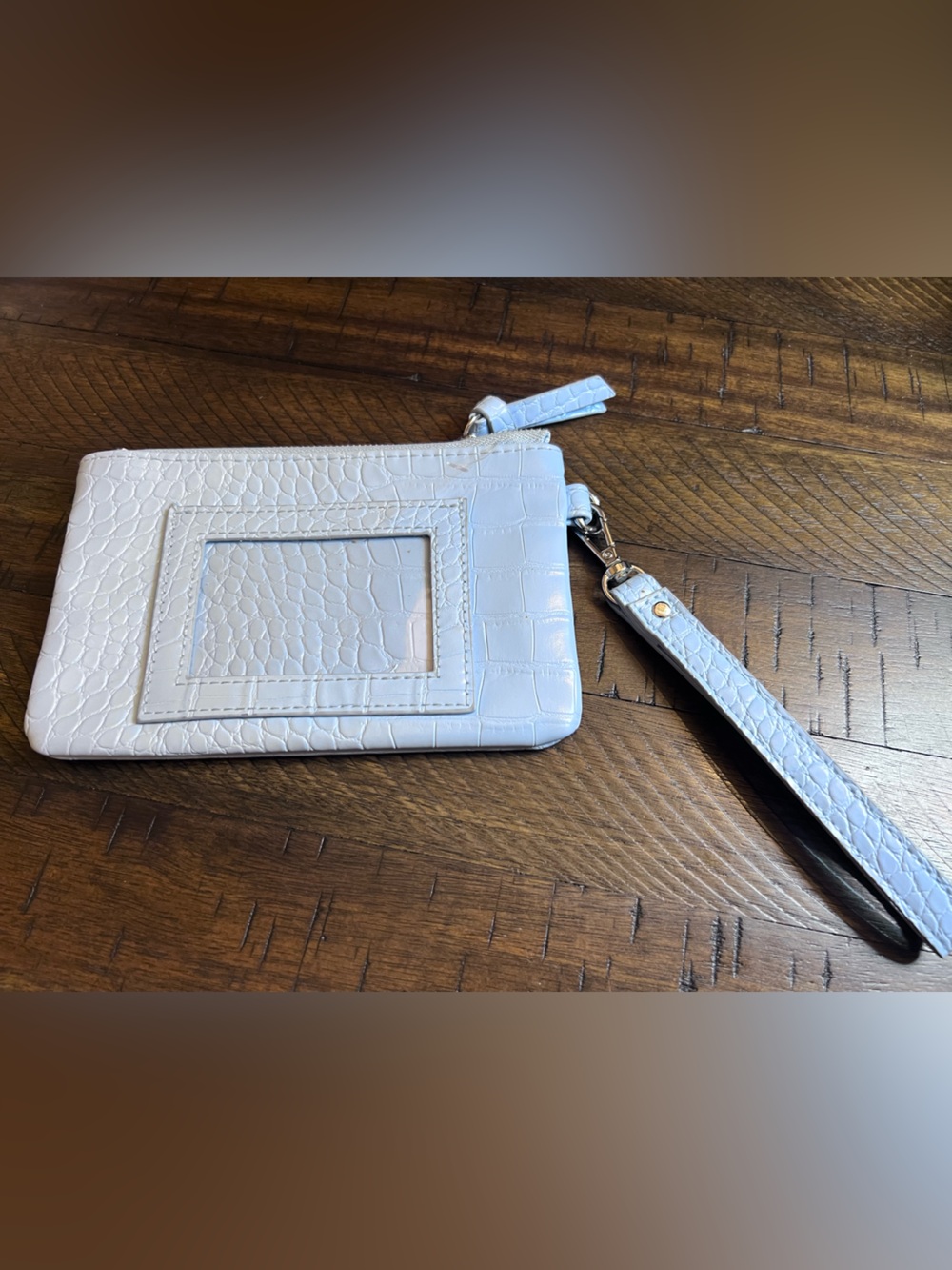 White Croc-Embossed Wristlet Wallet - Women Bags